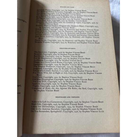 Selected Works Of Stephen Vincent Benet Volume One Poetry 1942 Hardcover Farrar - Picture 8 of 9